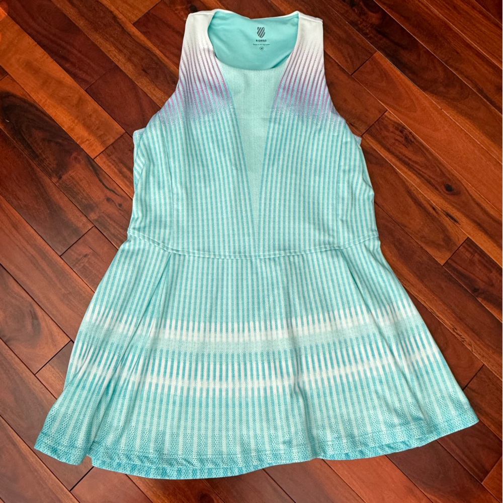K-Swiss Tennis Dress Size M Aqua and Lavender Stripes